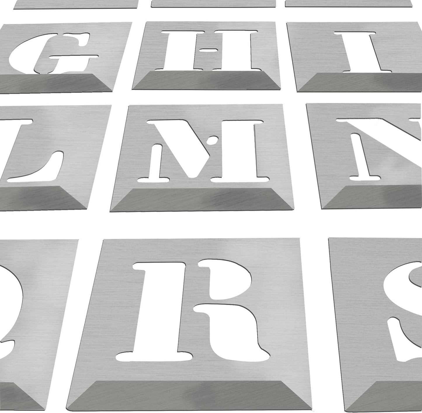 HAUTMEC Vintage Aluminum Letters Stencils, A to Z Aluminum Stencils & Holder, 50mm Letters, Shop Stencil, Advertising Stencilling, Craft-Printing, Reusable HD00001