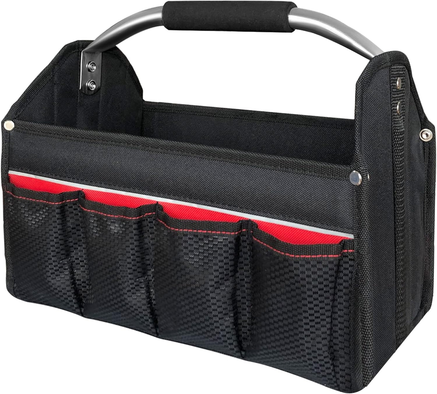 HAUTMEC Pro Collapsible 13-Inch Wide Mouth Open Top Tool Tote Bag, Stiff Frame Open Top Tool Carrier HT0173