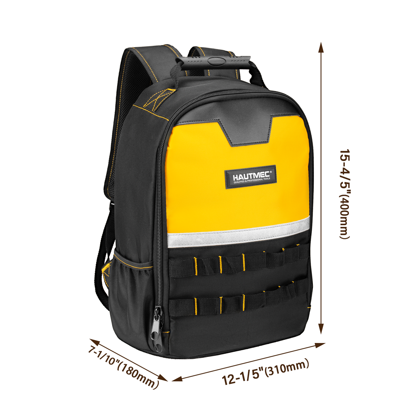 HAUTMEC Tool Backpack with Laptop Compartment, Heavy-Duty 1680D Oxford Tool Bag with Reinforced Base, 11 Pockets, Padded Straps, Portable Tool Organizer for Technicians, Contractors – HTTBM25058