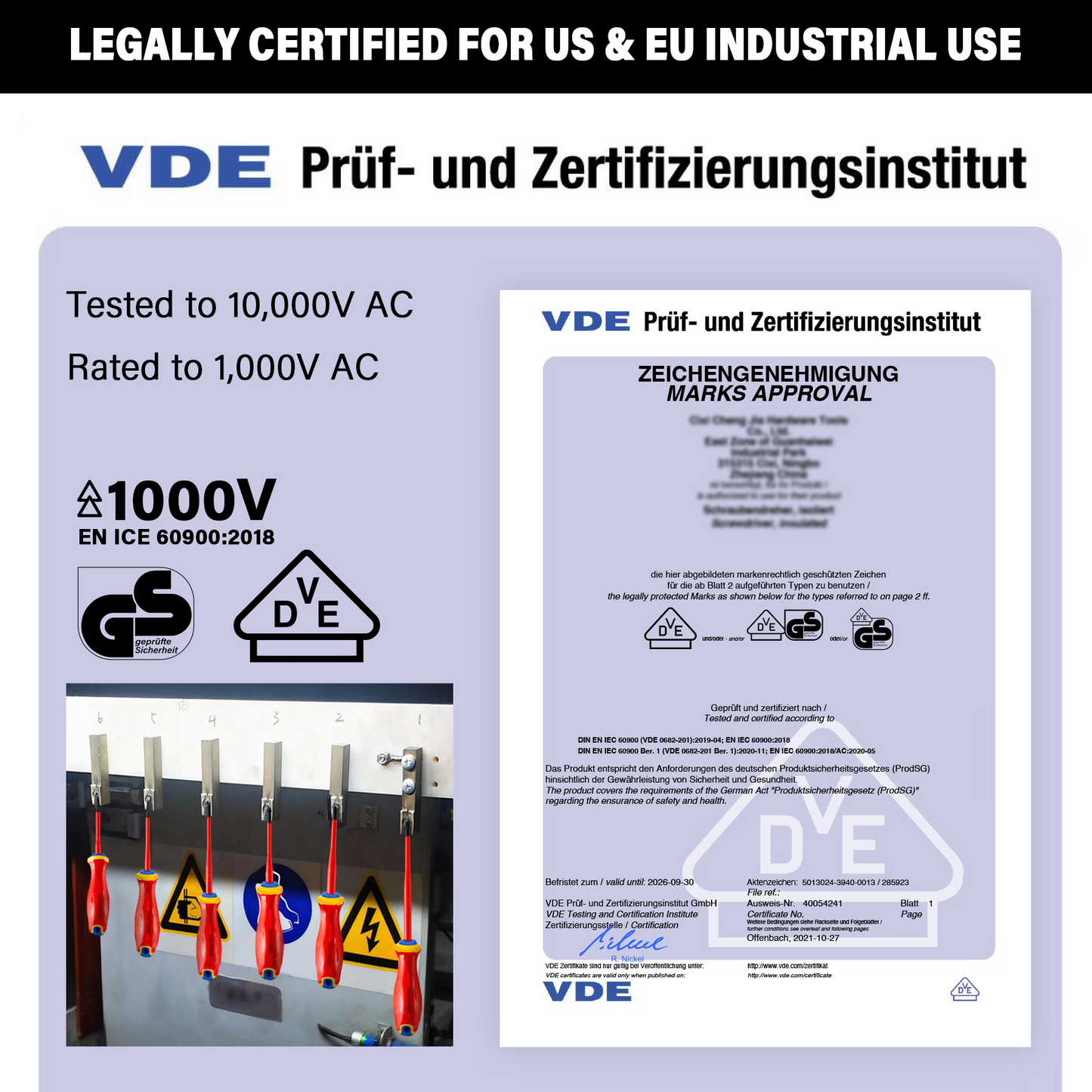 HAUTMEC Insulated Screwdriver Set, 6-Piece Electrician Screwdriver Set, VDE & GS Certified 1000V, with S2 Steel Magnetic Tips and Tri-Material Handles for Professional Electrical Work, HT0331