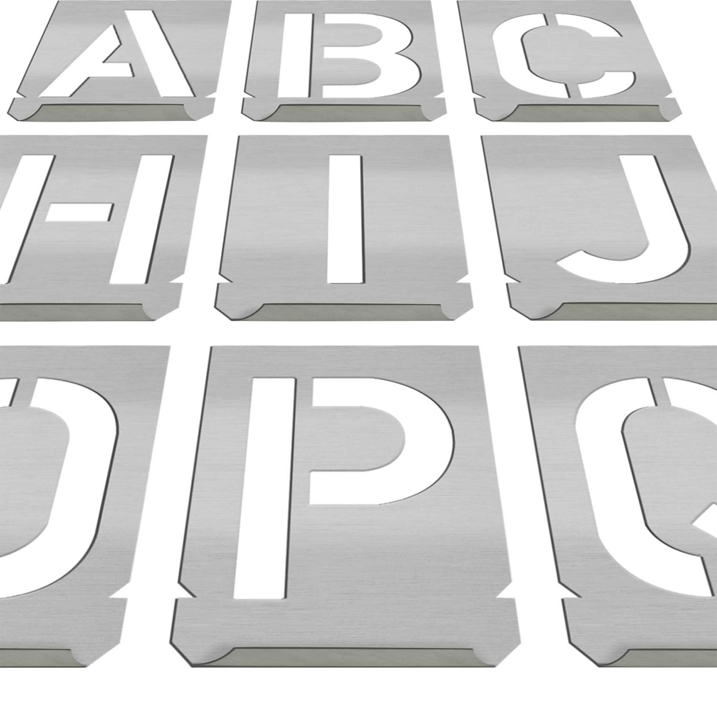 HAUTMEC Vintage Stainless Steel Letters Stencils, A to Z Stainless Steel Stencils & Holder, 2-1/2" (60mm) Letters, Shop Stencil, Advertising Stencilling, Craft-Printing, Reusable, HT0341-ST