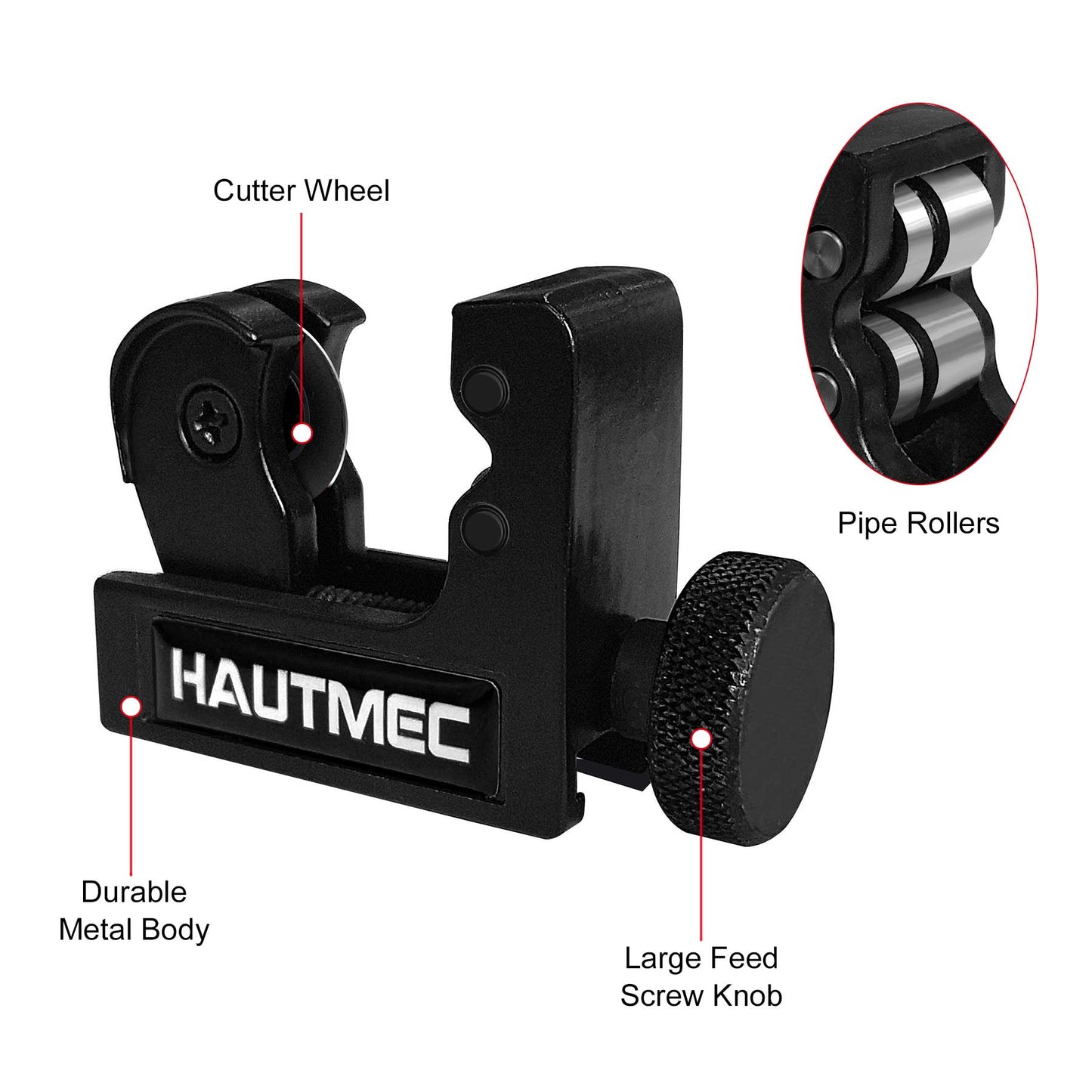 HAUTMEC Heavy Duty Adjustable Mini Tube Cutter Of Dia. 3-22mm (1/8 Inch - 7/8 Inch) HT0132-TC