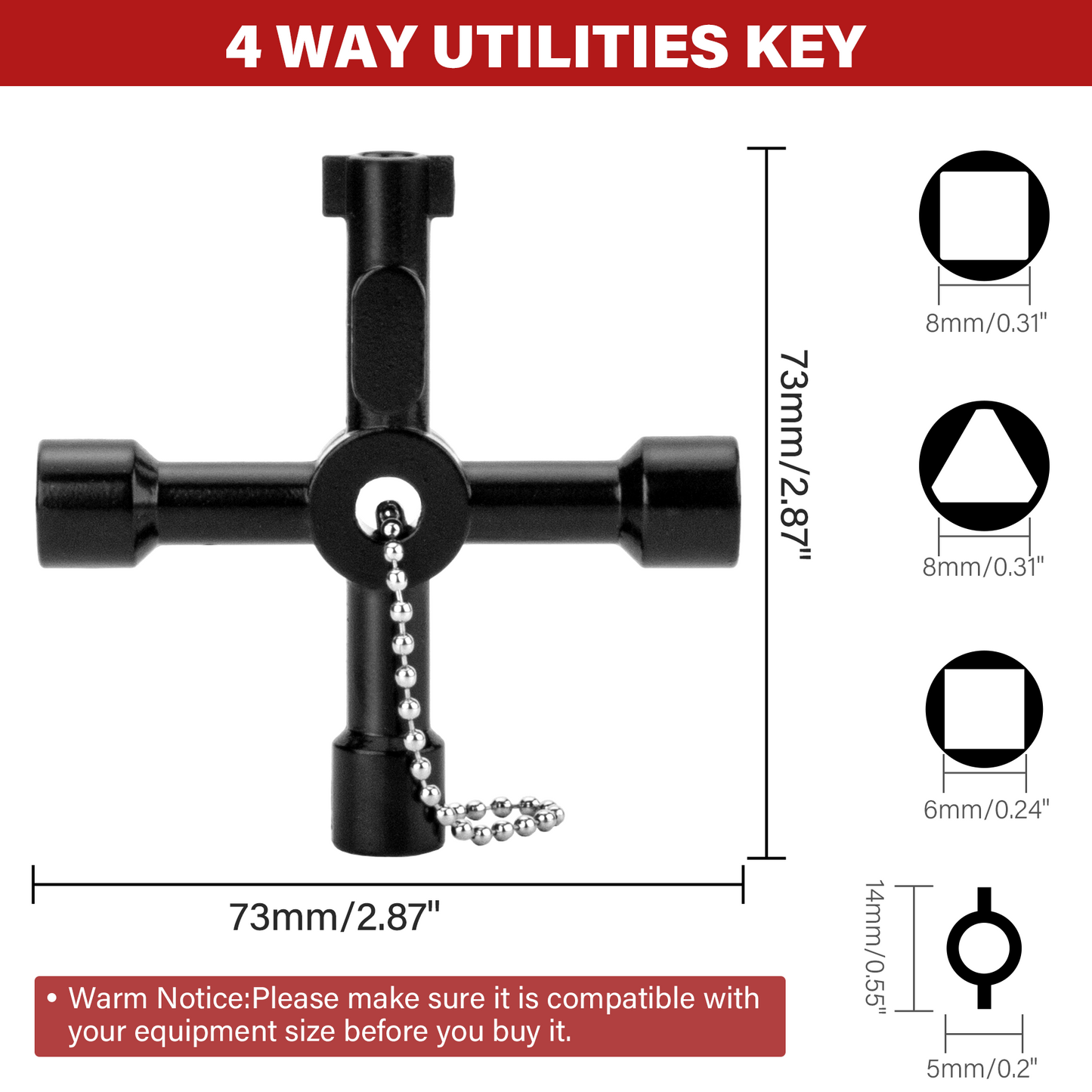 HAUTMEC 4 Way Sillcock Water Key Multi-functional Universal Cross Water Spigot Key Zinc Alloy Plumbers Electricians Valve Tools Black Silcock Key 4 Way, HT0099-SY