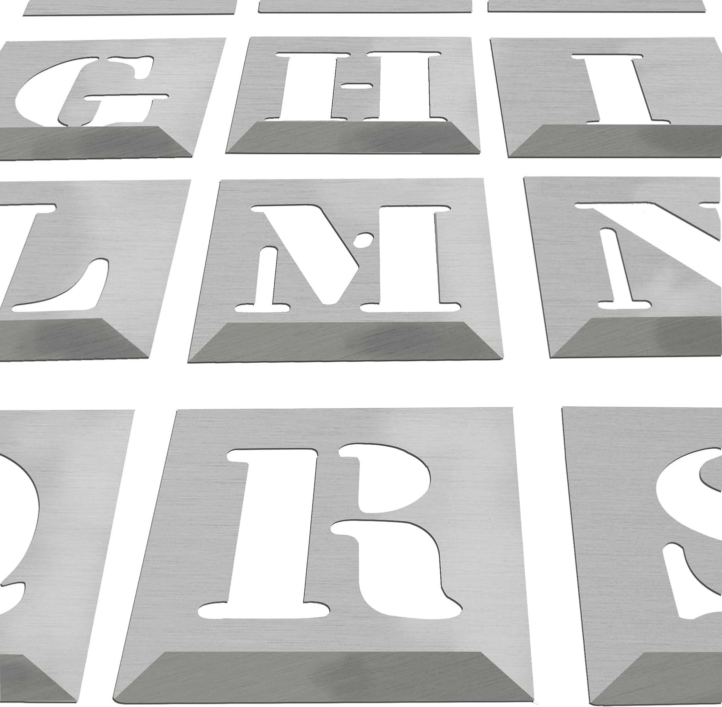 HAUTMEC Vintage Aluminum Letters Stencils, A to Z Aluminum Stencils & Holder, 60mm Letters, Shop Stencil, Advertising Stencilling, Craft-Printing, Reusable HT0244-ST