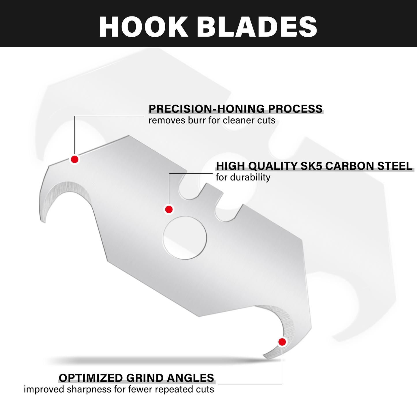 HAUTMEC 30 Pack Utility Knife Hook Blades, SK5 Steel, All-Purpose Blade Replacement with Safty Dispenser, Box Cutter, Standard Size Razor Blades for Box, Carpet, Rope, Trim Roof Materials, HTUBM25012