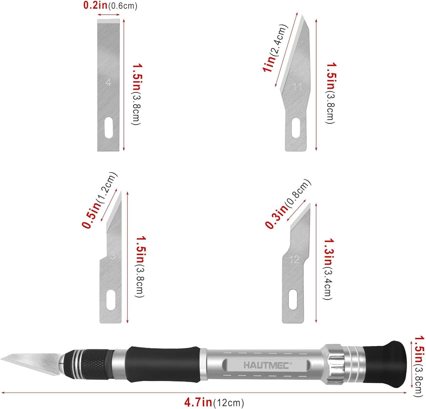 HAUTMEC 14 in 1 Hobby Knife Craft Knife Set SK5 for DIY Art Work Cutting - 1 Handles and 13 Spare Blades with Storage Case for Craft, Hobby, Carving, Art Modeling and Scrapbooking HT0109-HK