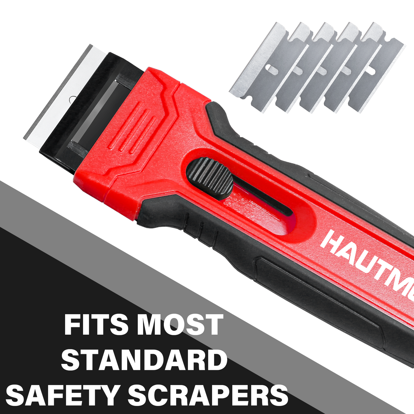 HAUTMEC 100 Pack Single Edge Razor Blades, Heavy Duty Edge Blades, Ultra Sharp, Rust-Resistant,Industrial & DIY Use, Fits most Standard Scraper & Utility Knife, for Removing Decals, Stickers HTPBM25029