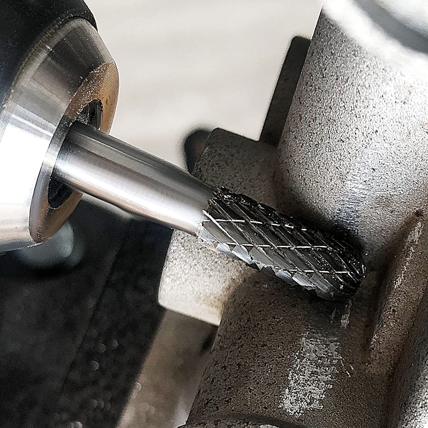 HAUTMEC Pro Ball Nosed Cylinder Tungsten Rotary File Carbide Burr 1/4" shank,1/4" head size Double Cut for Die Grinder Bit Woodworking,Drilling, Metal Carving, Engraving, Polishing HT0198-MC