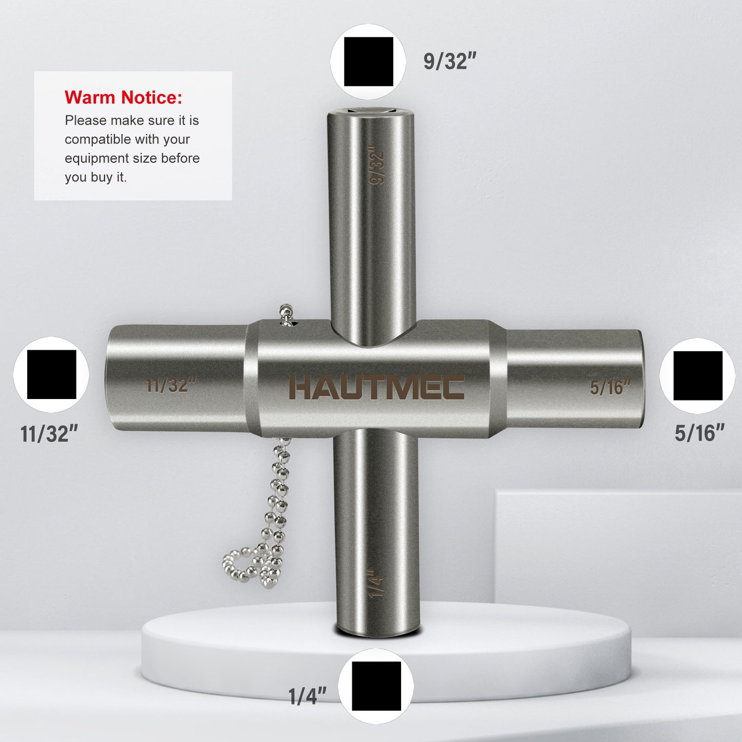 HAUTMEC 4 Way Sillcock Water Key,Multi-Function Utilities Key Set for Sillcocks Faucets Valves Spigots HT0329