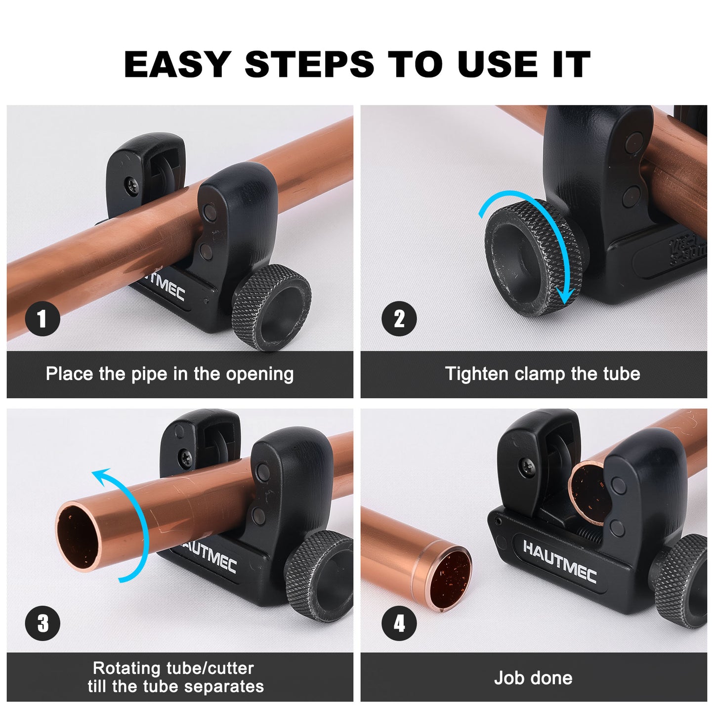 HAUTMEC Copper Pipe Cutter Tool 1/8" to 1-1/8" OD (3-30mm), Mini Copper Tubing Cutter Tool for PVC, Copper, Aluminum, and Thin Stainless Steel Tube HT0133-TC