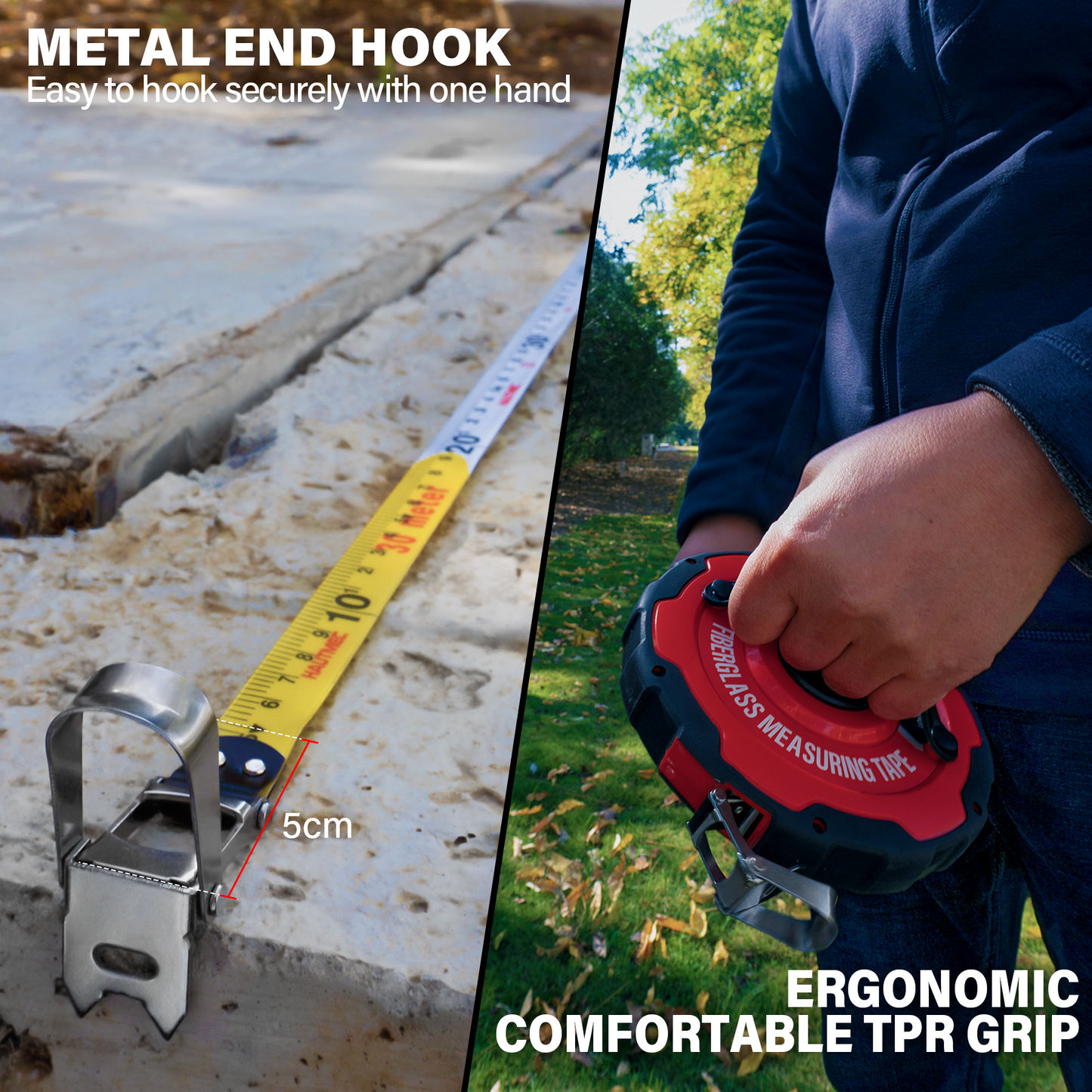 HAUTMEC Measuring Tape Long 100ft/30m Tape Measure Flexible Pvc Fiberglass Dual Inch/Metric, 3:1 Gear Ratio Speed Closed Reel Measure Tape,For Land Yard Distance Measurement, And Construction HTMEM25061