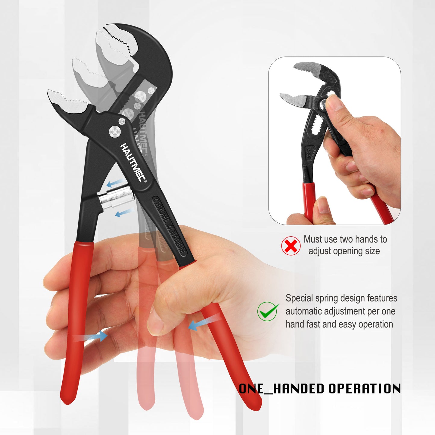 HAUTMEC 3PCS Tongue and Groove Joint Pliers Set,Auto-Adjusting Quick-Action Water Pump Pliers with Storage Tool Bag,Includes 7-inch,10-inch, and 12-inch HT0324-PL