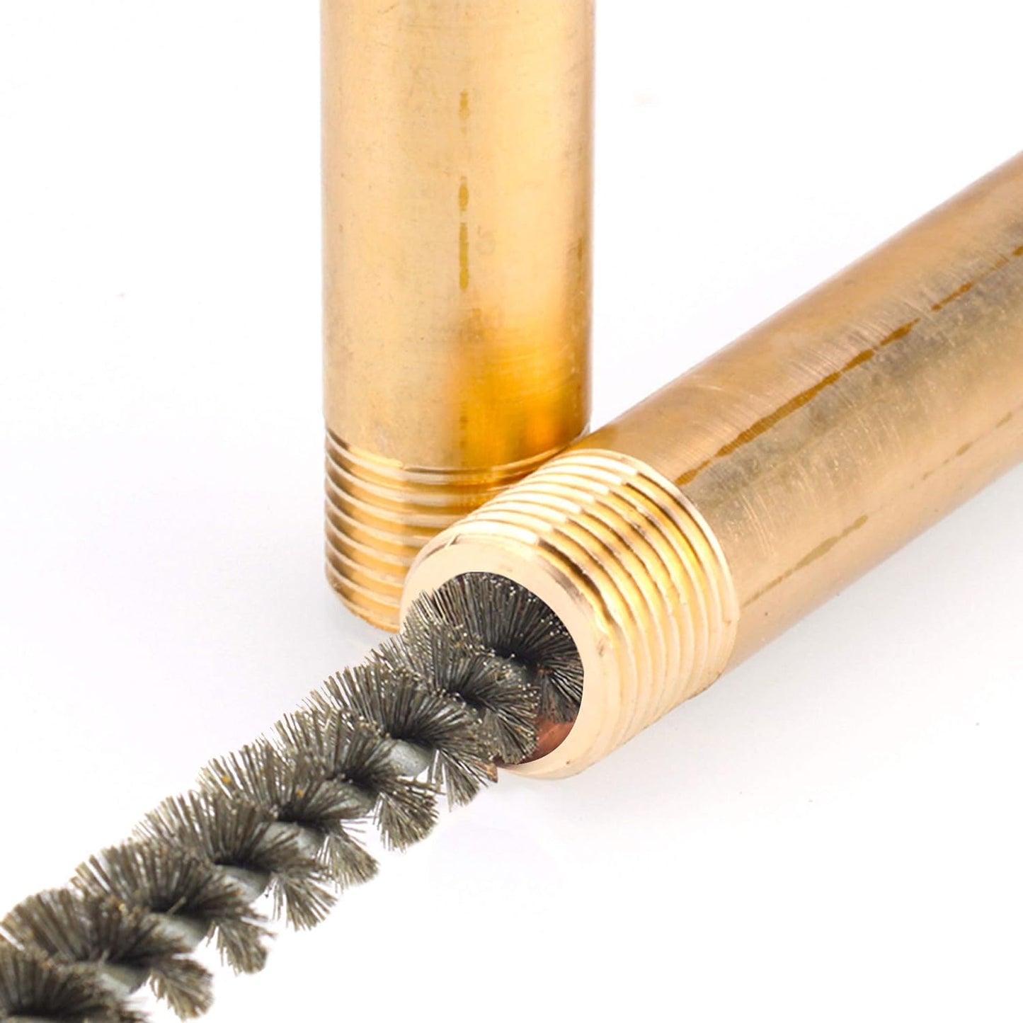 HAUTMEC 2pc Professional Stainless Steel Wire Tube Cleaning Brush, Plumbing and Mechanical Wire Brush Cleaning Tool HT0022-W
