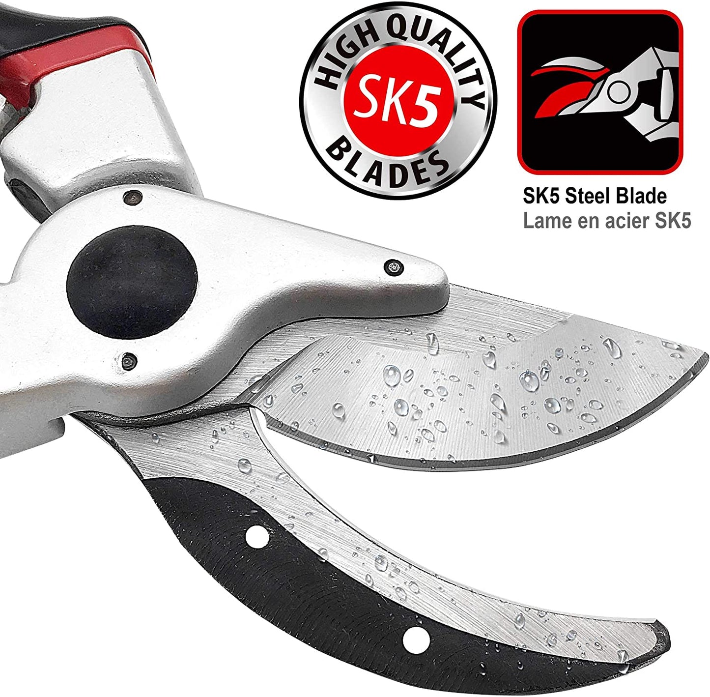 HAUTMEC 8" PRO Bypass Pruning Shears, Heavy Duty Hand Pruners, Ultra-Sharp Garden Clippers, Ergonomic Gardening Tool for Effortless Cuts HT0147-PS