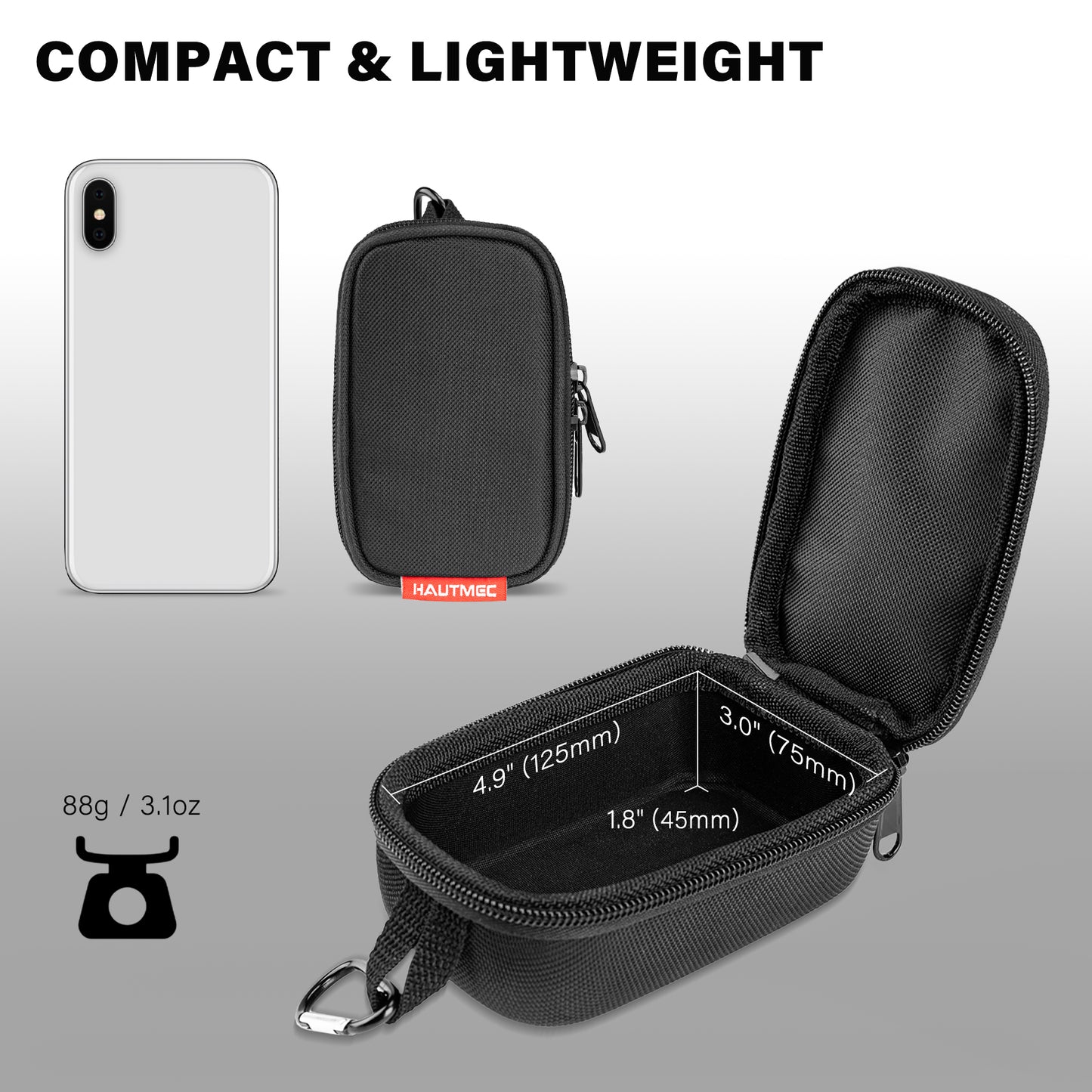 HAUTMEC Small Hard Tool Storage Case, Heavy-Duty 1680D Tool Bag with EVA Molded Base, PE Reinforced Top & Waterproof Bottom, Dual Zipper Compact Organizer for Small Parts & Electronic Devices – HT0402