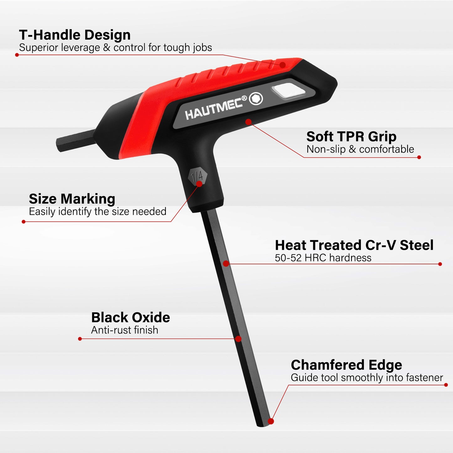 HAUTMEC 14-Piece T-Handle Allen Wrench Set, SAE & Metric T-Handle Hex Key Set, High Torque CR-V Steel Allen Key Set with Storage Rack, for Bike, Motorcycle, Furniture & Auto Repair, HTHKH25040