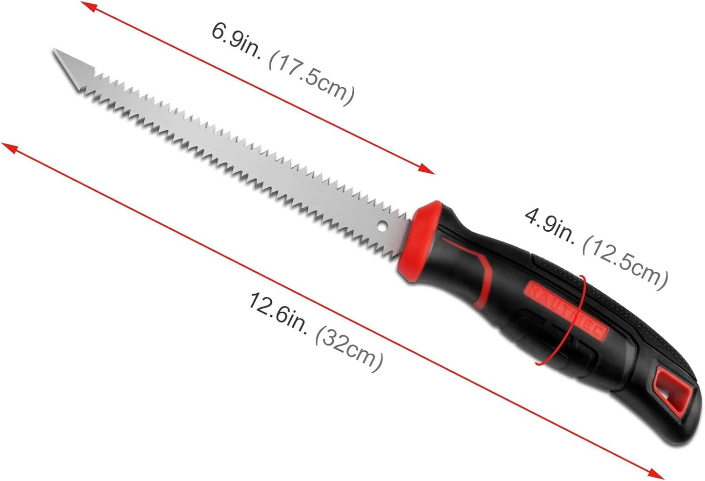 HAUTMEC 6-Inch Drywall/JabJab Saw with Soft Grip Handle and Sharp Tip, Double Edge Hand Saw for Wallboard, Drywall, Plywood, Plastic Cutting, Trimming, Gardening and Pruning HT0028-SA