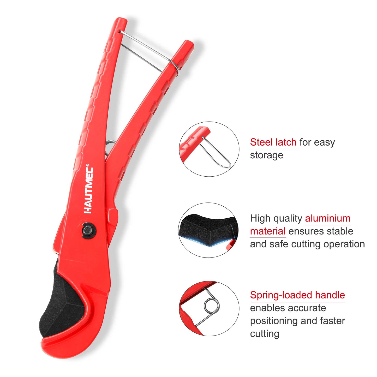 HAUTMEC PEX Pipe and Tubing Cutter for Cutting 36mm PVC, CPVC, PPR, PEX, Rubber Hose and Plumbing Pipes, Ideal for Home Work, Handymen and Plumbers HT0256-TC