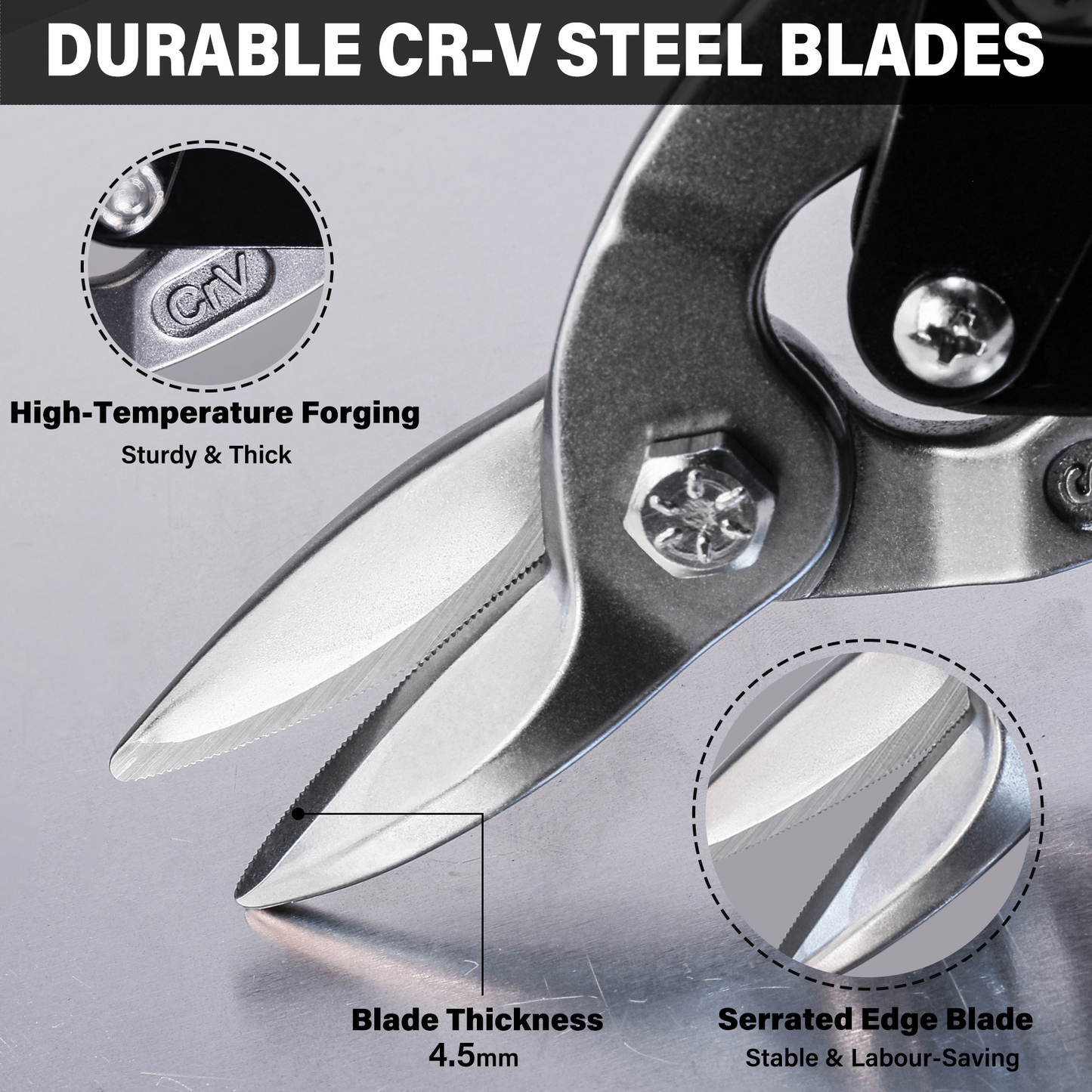 HAUTMEC 3-Piece Aviation Tin Snips for Cutting Metal Sheet, CR-V Steel Miter Shears for Straight, Left & Right Cuts, 10 Inch Heavy-Duty Sheet Metal Cutters with Safety Lock & Ergonomic Grip – HT0068