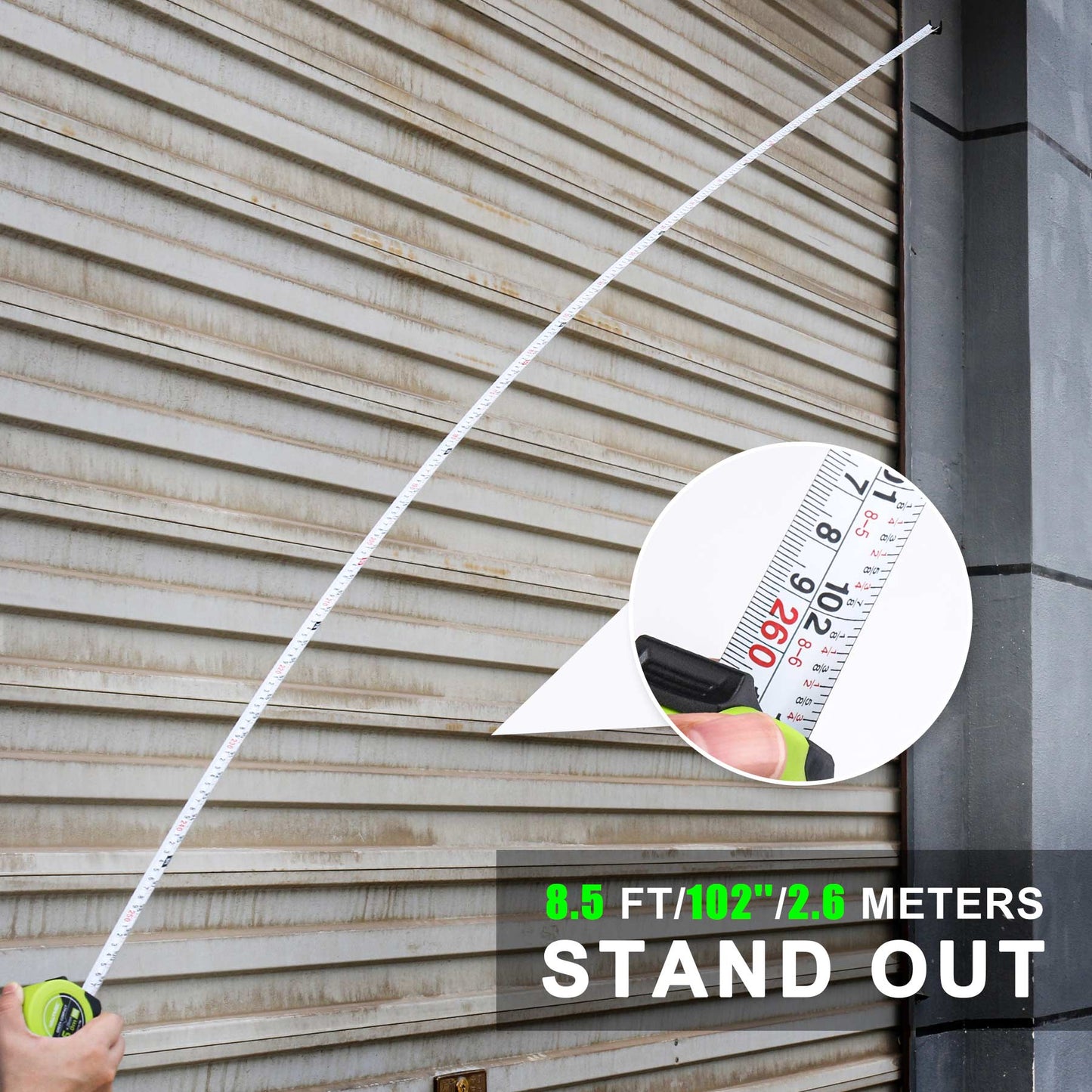 HAUTMEC 16Ft Tape Measure 3PCS with Fractions 1/8, Multi-Catch Hook Retractable Measuring Tools, Heavy Duty Green Compact Case for Construction, Carpenter, Professionals HT0314-3PC