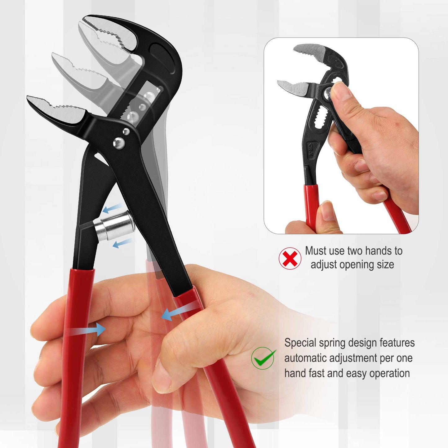 HAUTMEC 10in Quick Adjust Tongue and Groove Joint Pliers, V-Jaw with Comfort Grips, Auto-Adjusting Quick-Action Water pump Pliers On Pipes, Bolts and Nuts HT0088