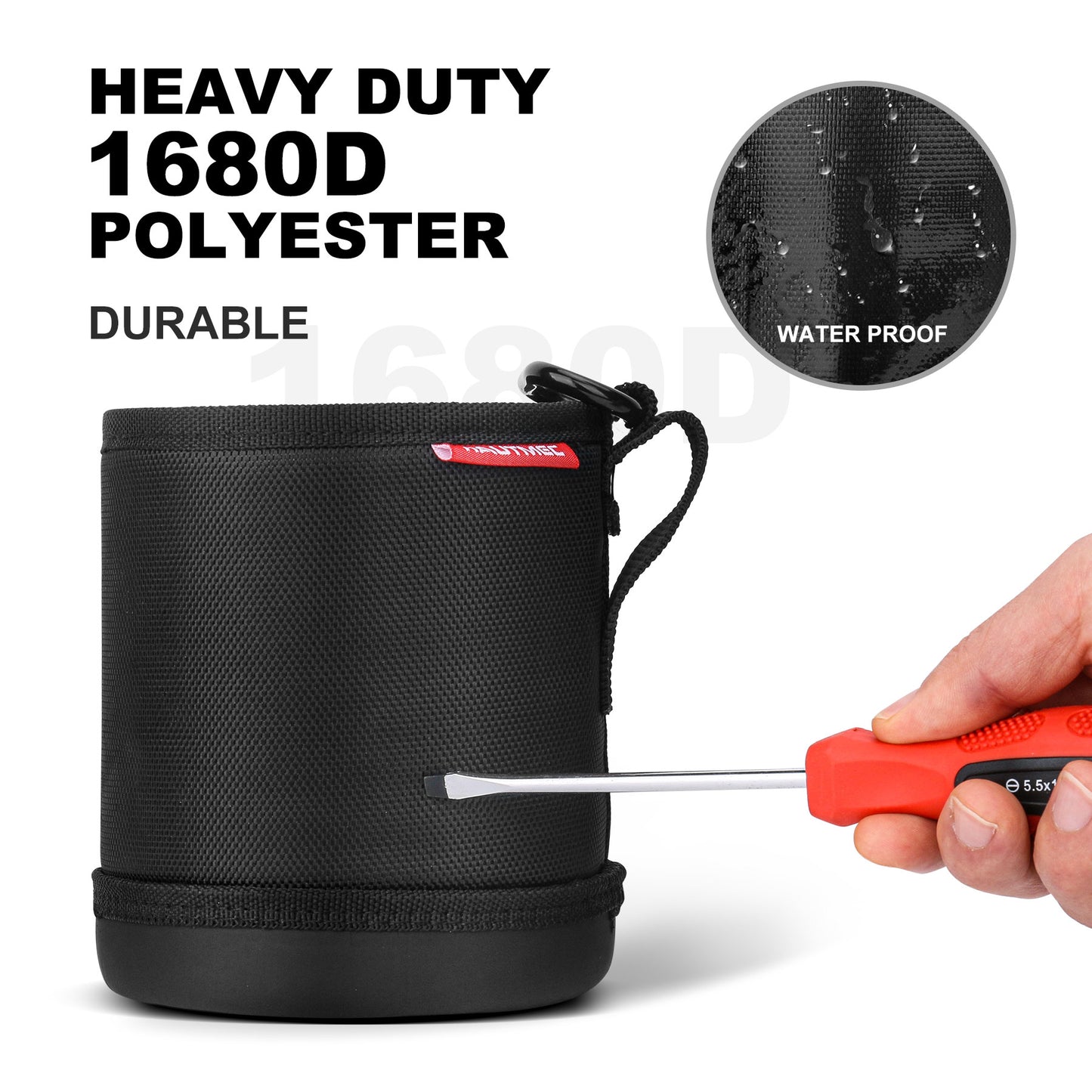HAUTMEC Tool Pouch Combo Set, Heavy Duty 1680D Wear-Resistant Utility Tool Bags with EVA Molded Base, Drawstring Closure and Clip Hook, Ideal for Screws, Nails, Small Tools, HT0404