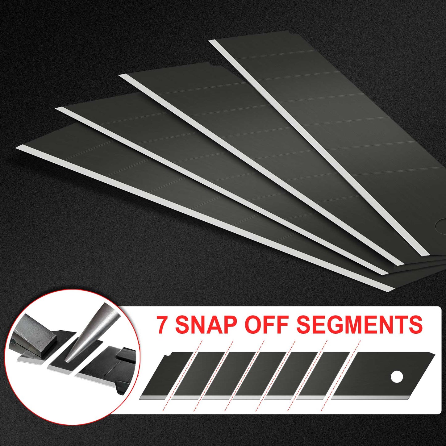 HAUTMEC 20PCS 25mm SK2H Ultra Sharp Snap Off Blades, Professional Retractable Utility Knife Replacement Blades 2 PACK, Creative Safety Box, for Industrial or Construction Applications HT0082-20PC