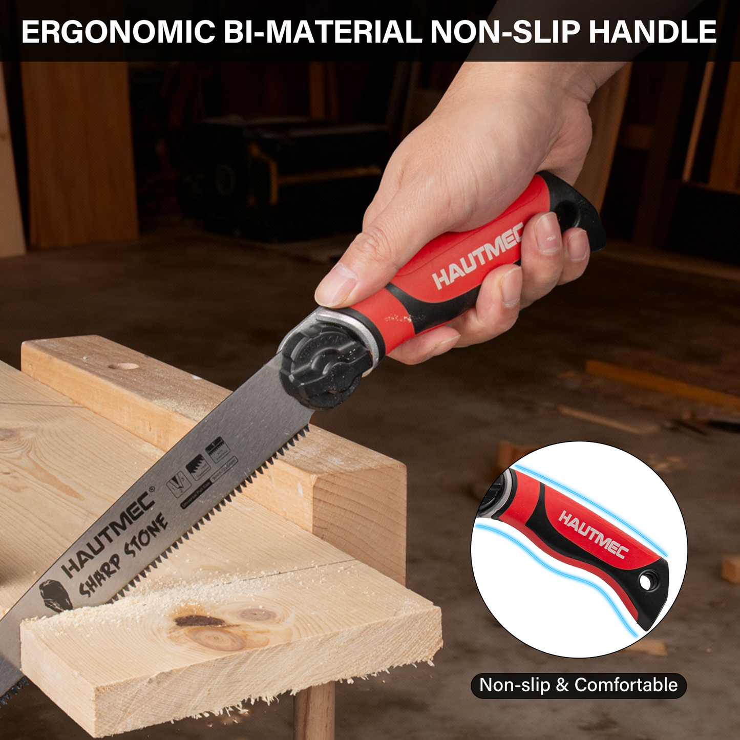 HAUTMEC 3-In-1 Japanese Pull Saw, Replaceable Blade Handsaw with 4-Angle Cutting, Pro Woodworking Cutting Tool (9.5-Inch 17TPI Fine-Cut, 9-Inch 9TPI Quick Cut, 6.5-Inch 6TPI Jab Saw) – HTHDM25050