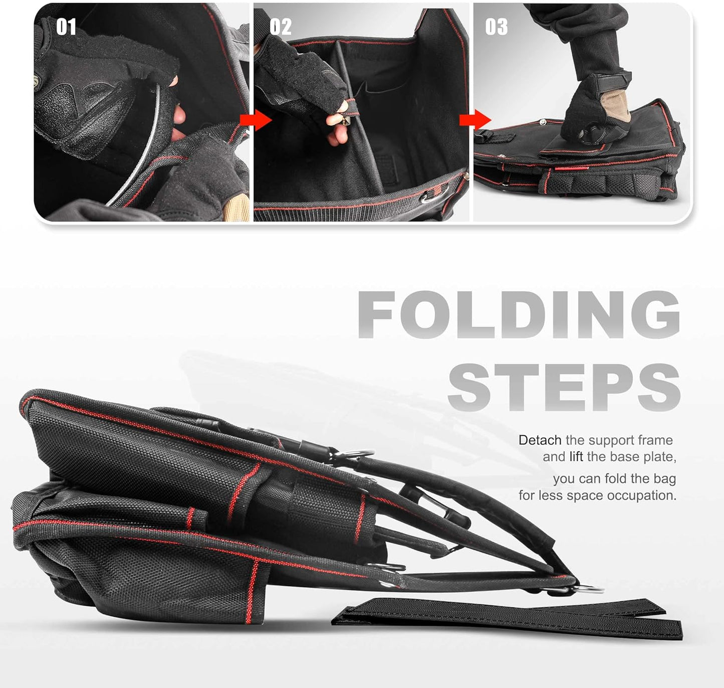 HAUTMEC 18-Pocket Electrical and Maintenance Tool Carrier, Open Top Foldable Smart Design Tools Bag HT0143-TB