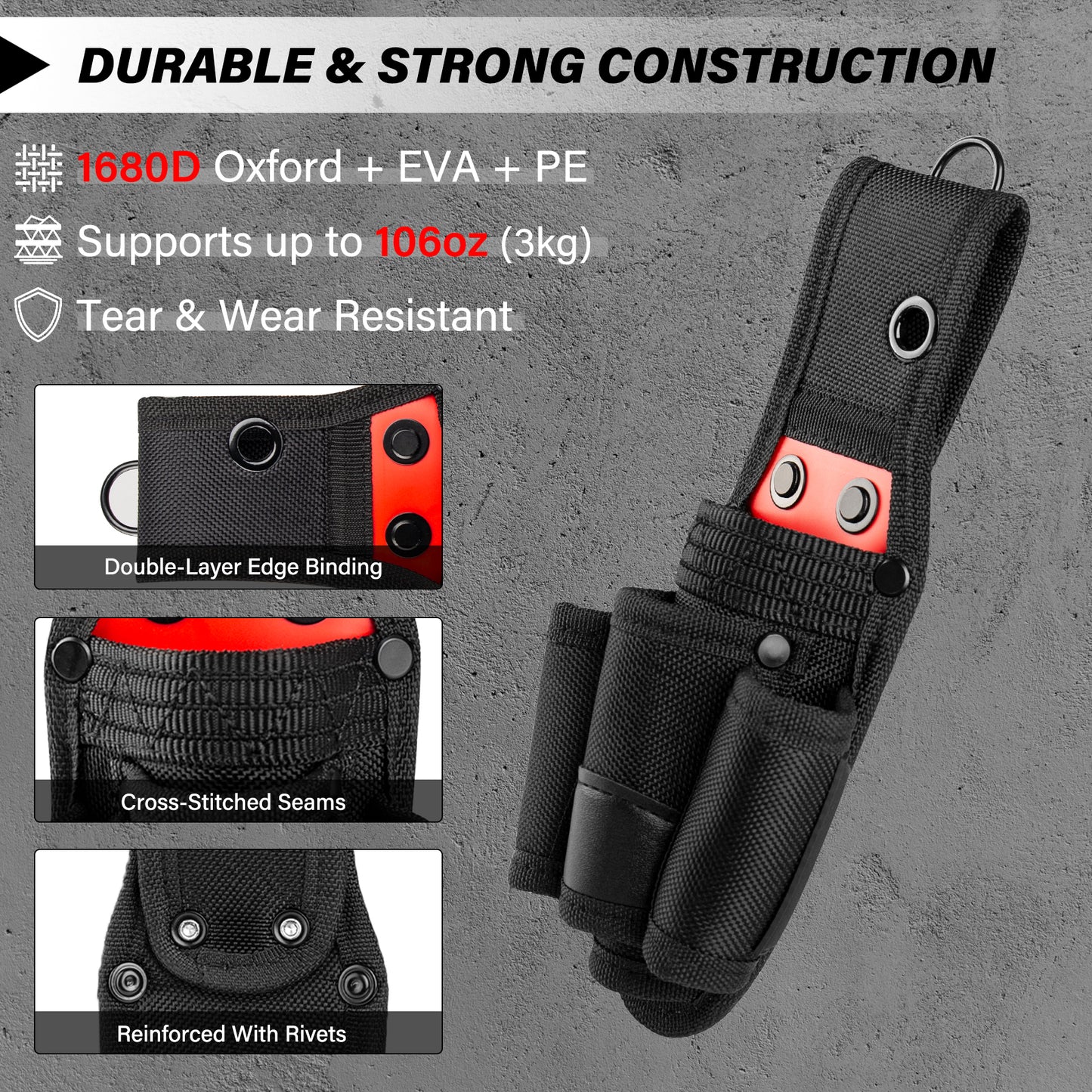 HAUTMEC Small Tool Pouch Bag with Belt Clip, 4-in-1 Tool Holster, Heavy Duty 1680D Oxford Fabric, Fits Up to 2-3/4" Belts, Quick Access Wrench & Screwdriver Holder – HTTBH25030