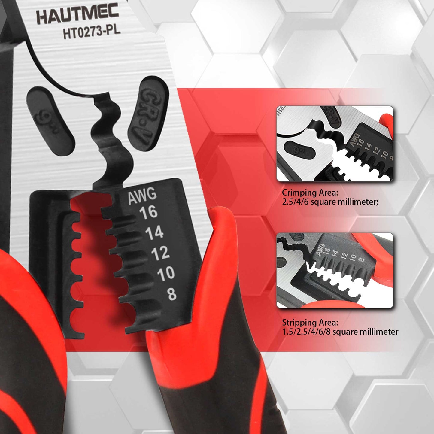 HAUTMEC 9" Linesman Pliers,High Leverage Combination Pliers 4 in 1 Multifunctional Heavy Duty Lineman Tools HT0273-PL