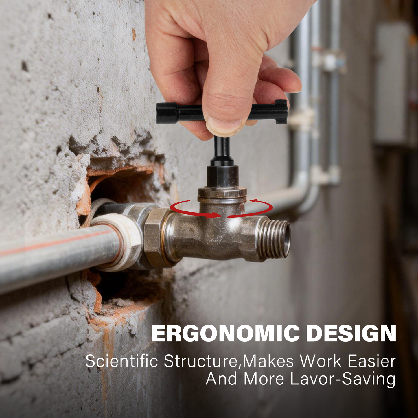 HAUTMEC 4 Way Sillcock Water Key Multi-functional Universal Cross Water Spigot Key Zinc Alloy Plumbers Electricians Valve Tools Black Silcock Key 4 Way, HT0099-SY