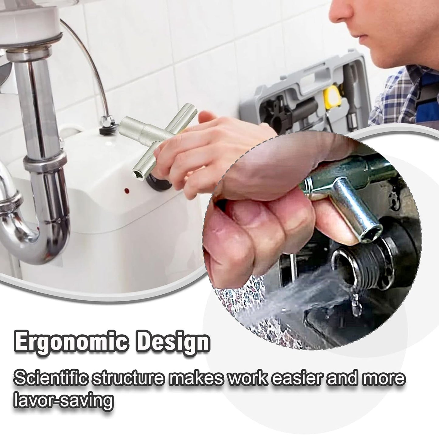 HAUTMEC 3pcs 4 Way Sillcock Water Key Faucet Valve Tool Spigot Key 1/4", 9/32", 5/16", 11/32" PL0028-3
