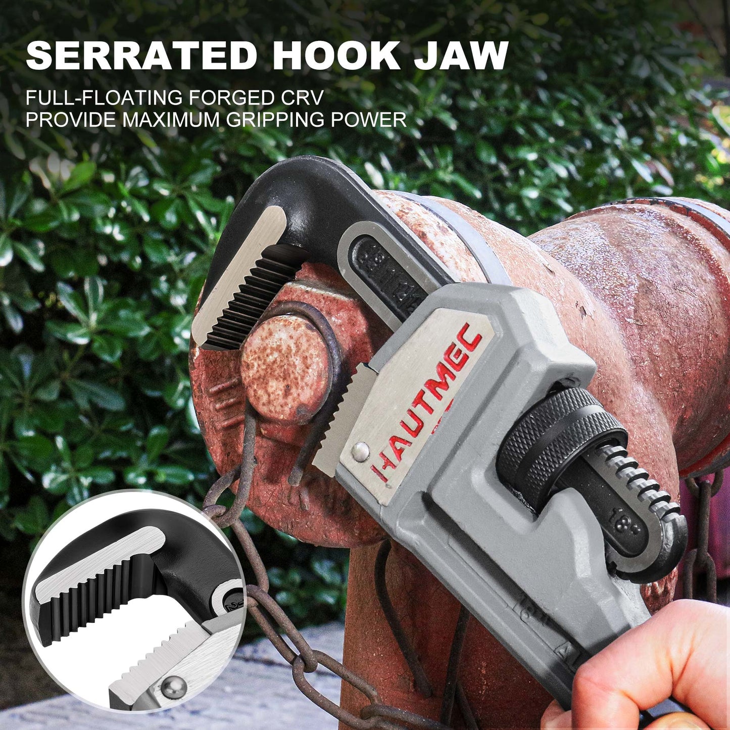 HAUTMEC 36 Inch Aluminum Straight Pipe Wrench, Heavy Duty Adjustable Plumbing Wrench, 4" Jaw Capacity, for Pipes, Tees, Ball Valves and Other Objects HT0188-PW