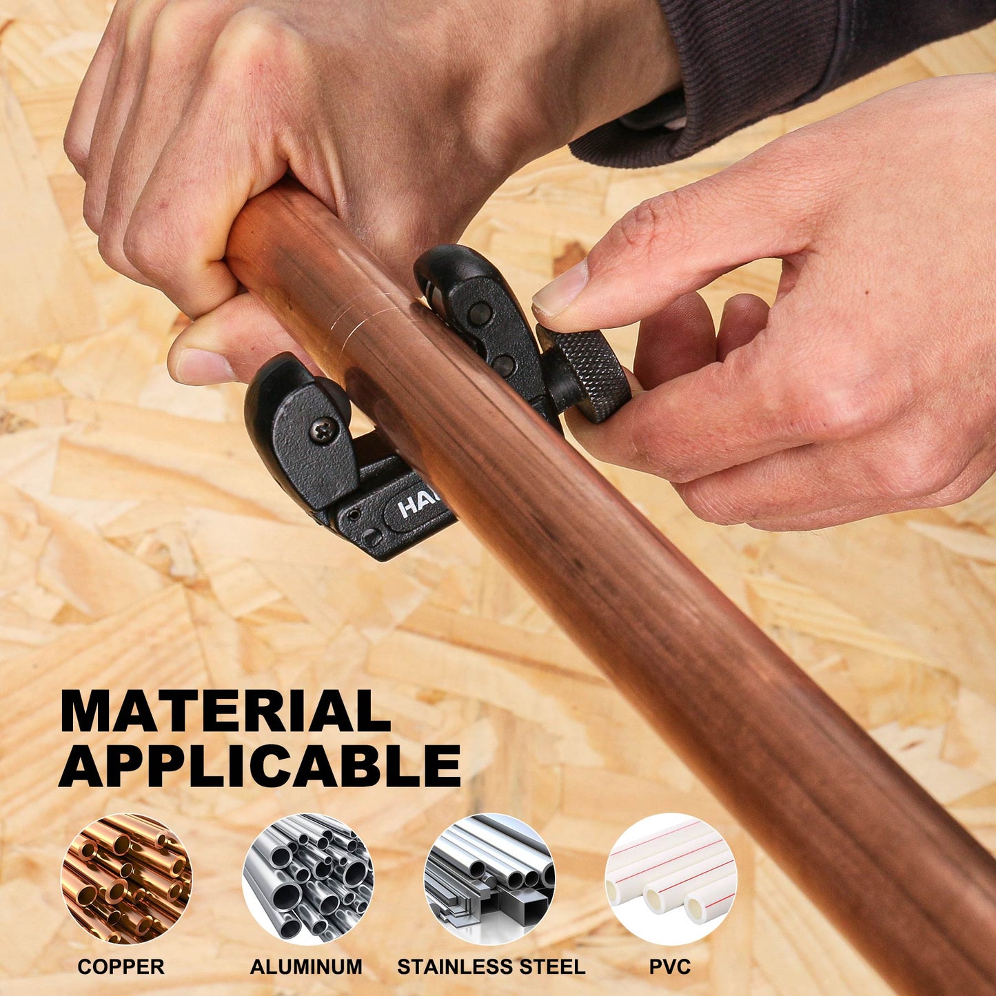 HAUTMEC Copper Pipe Cutter Tool 1/8" to 7/8" OD (3-22mm), Mini Copper Tubing Cutter Tool for PVC, Copper, Aluminum, and Thin Stainless Steel Tube HT0132-TC