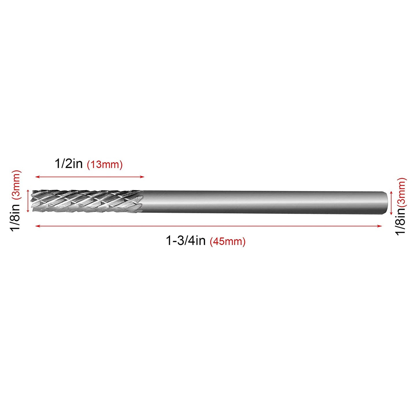 HAUTMEC Cylinder Tungsten Rotary File Carbide Burr Double Cut (Metal Grinding Polishing Carving Tool Drill Bits) 1/8 In Shank Diameter for Die Grinder Kits HT0200-MC