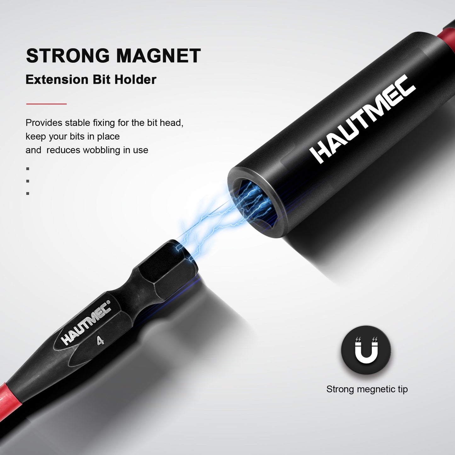 HAUTMEC 1/4”Magnetic Impact Tough Bit Holder,2pcs Screwdriver Extension, Quick-Change Hex Shank Set for Screwdriver Bits Nuts Drills Maintenance and repairing HT0163-SH