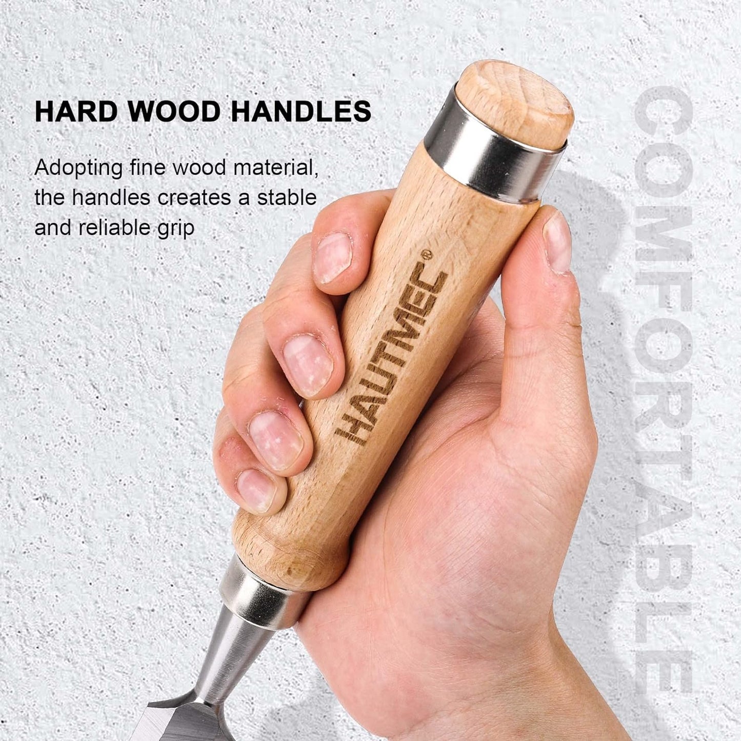 HAUTMEC 4PCS Wood Chisel Set for Woodworking, Carpentry Carving Tool with Bevel Edged Steel Blade, High Impact Handle for Woodcutting Sharpening HT0235-WW