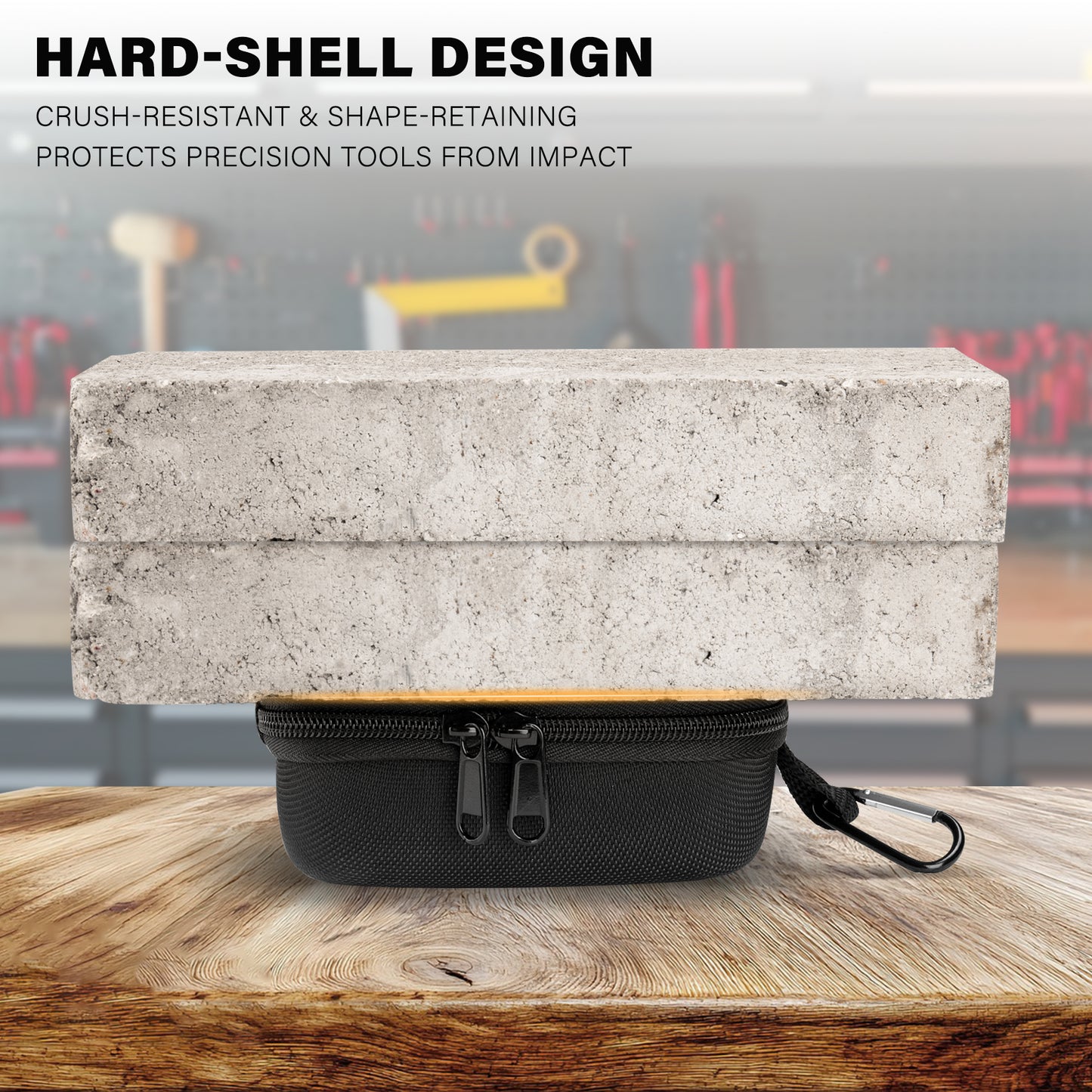 HAUTMEC Small Hard Tool Storage Case, Heavy-Duty 1680D Tool Bag with EVA Molded Base, PE Reinforced Top & Waterproof Bottom, Dual Zipper Compact Organizer for Small Parts & Electronic Devices – HT0402