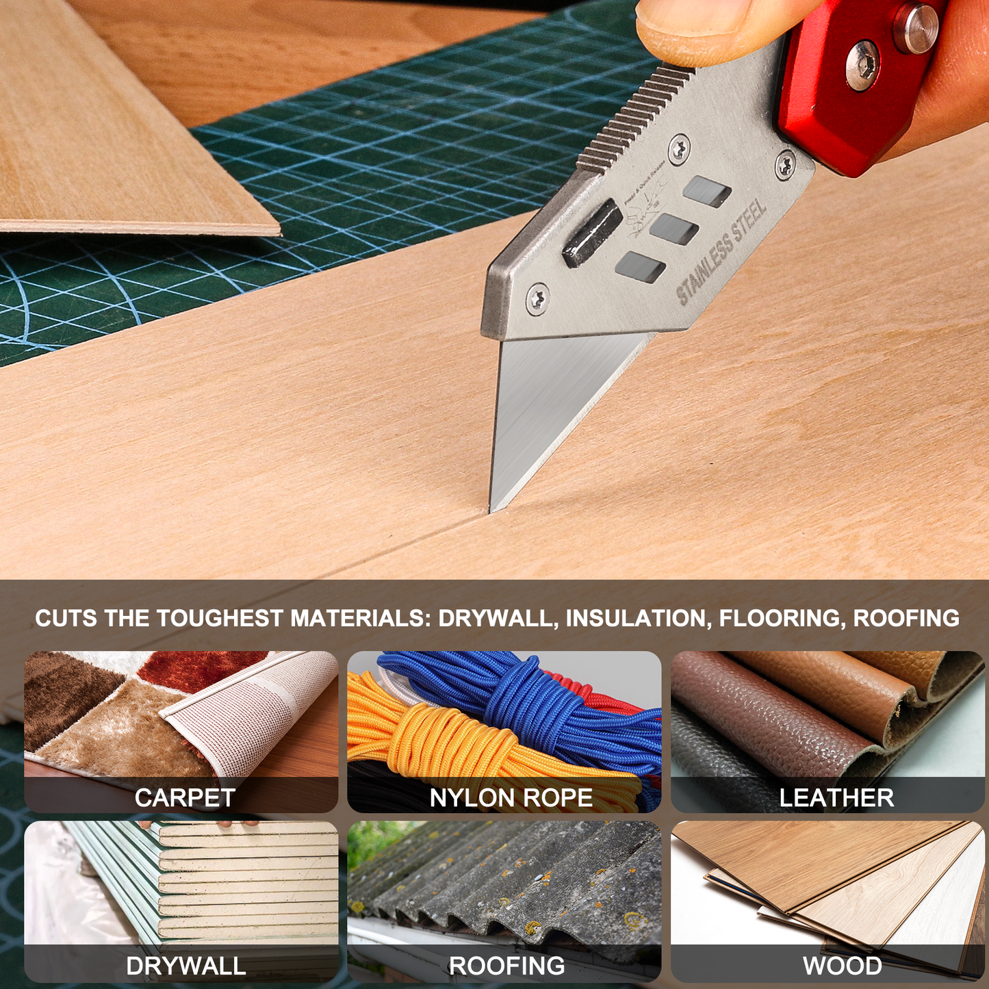 HAUTMEC 100 Pack Utility Knife Blades, Standard Box Cutter Blades with Innovative Safty Dispenser, Premium Carbon Steel Utility Blade Replacement, for Box, Carpet, Rope - HTUBL25011