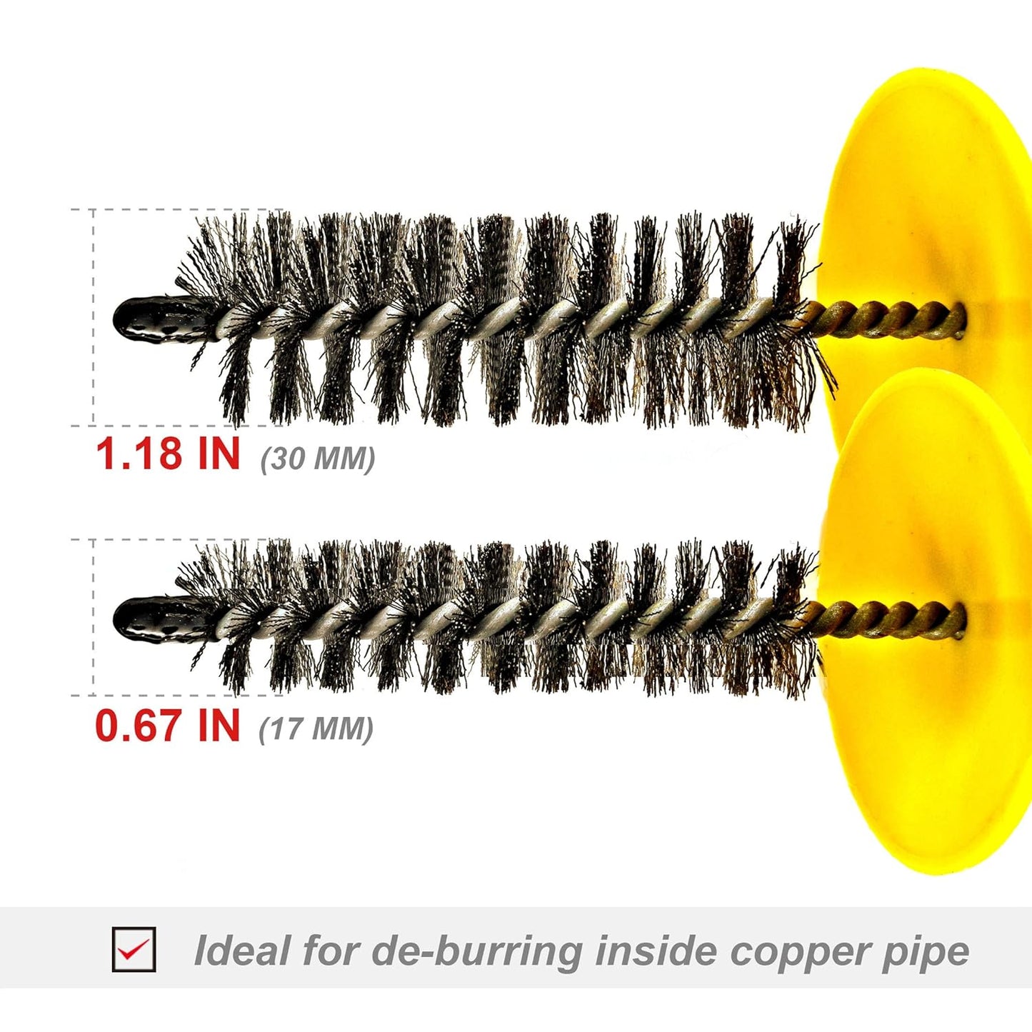HAUTMEC 2pc Professional Stainless Steel Wire Tube Cleaning Brush, Plumbing and Mechanical Wire Brush Cleaning Tool HT0022-W