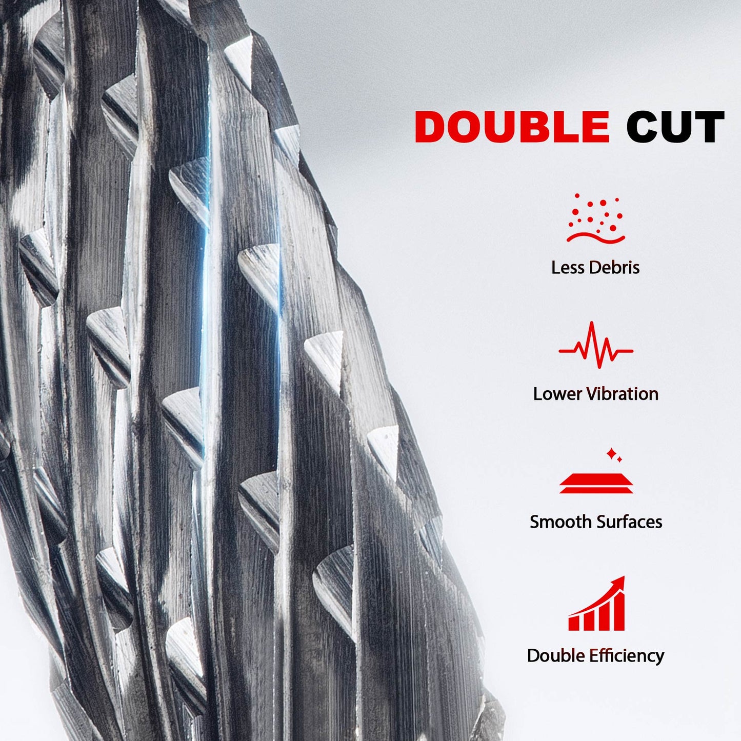 HAUTMEC Tungsten Carbide Rotary Burr Bit – 1/4" Shank, Double Cut Tungsten Rotary File for Die Grinder, Professional Grade, Suit for Metal Carving, Grinding, Engraving & Deburring - HT0450