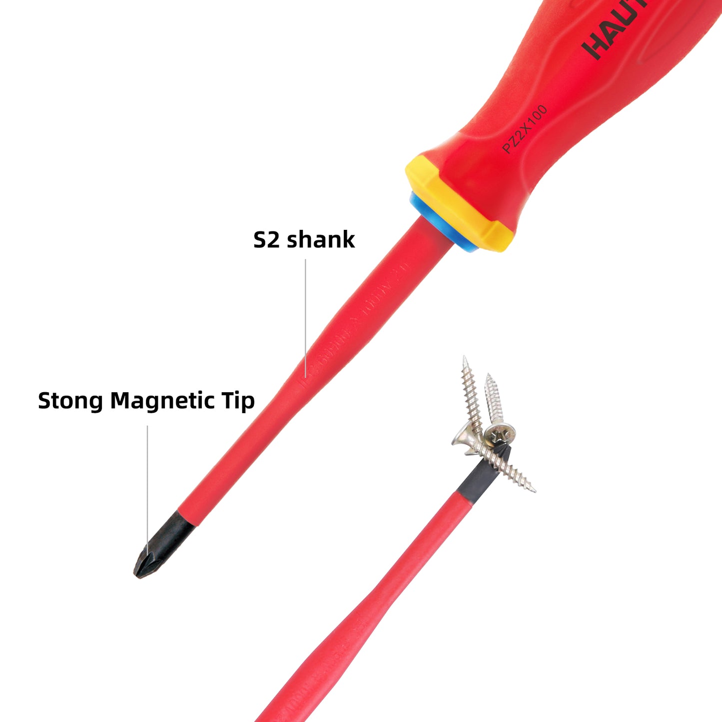 HAUTMEC 1000V 6Piece VDE Insulated Screwdrivers Set with Forged S2 Shanks, Magnetic Tips, Tri-Material Cushion Grip, Professional Electrician Screwdriver Kit, HT0331