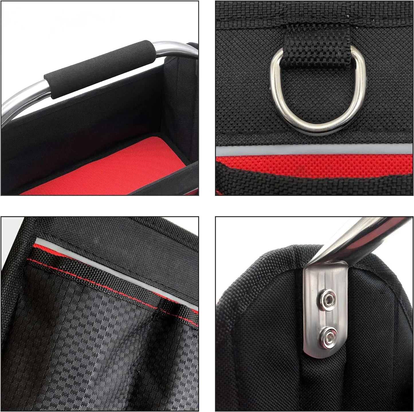 HAUTMEC Pro Collapsible 13-Inch Wide Mouth Open Top Tool Tote Bag, Stiff Frame Open Top Tool Carrier HT0173