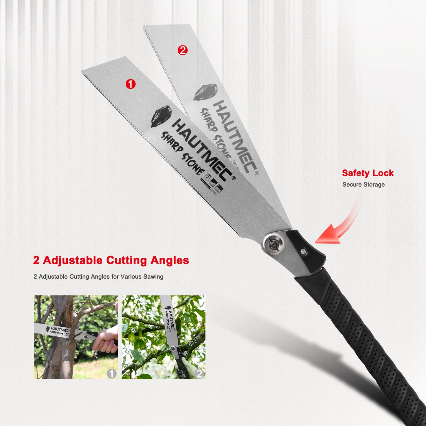 HAUTMEC Japanese Pull Saw, 9“ Foldable Hand Saw with SK5 Steel Blade, Trapezoidal Teeth for Woodworking, Sharp Stone Series, HT0312