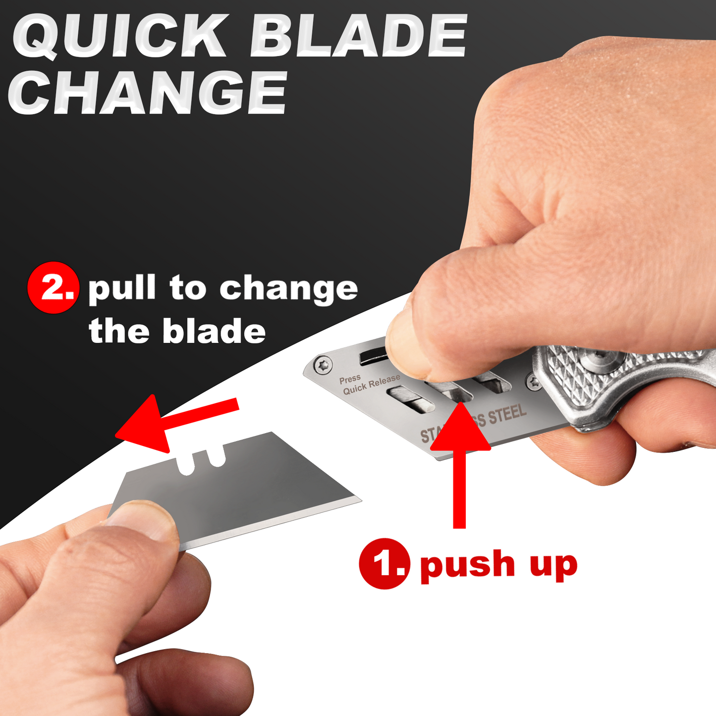 HAUTMEC 3-Pack Folding Utility Knife, Durable Aluminum Box Cutter with Quick-Change Blades & Lock-Back Safety Design, Includes 15 Extra SK5 Blades, HT0429-KN