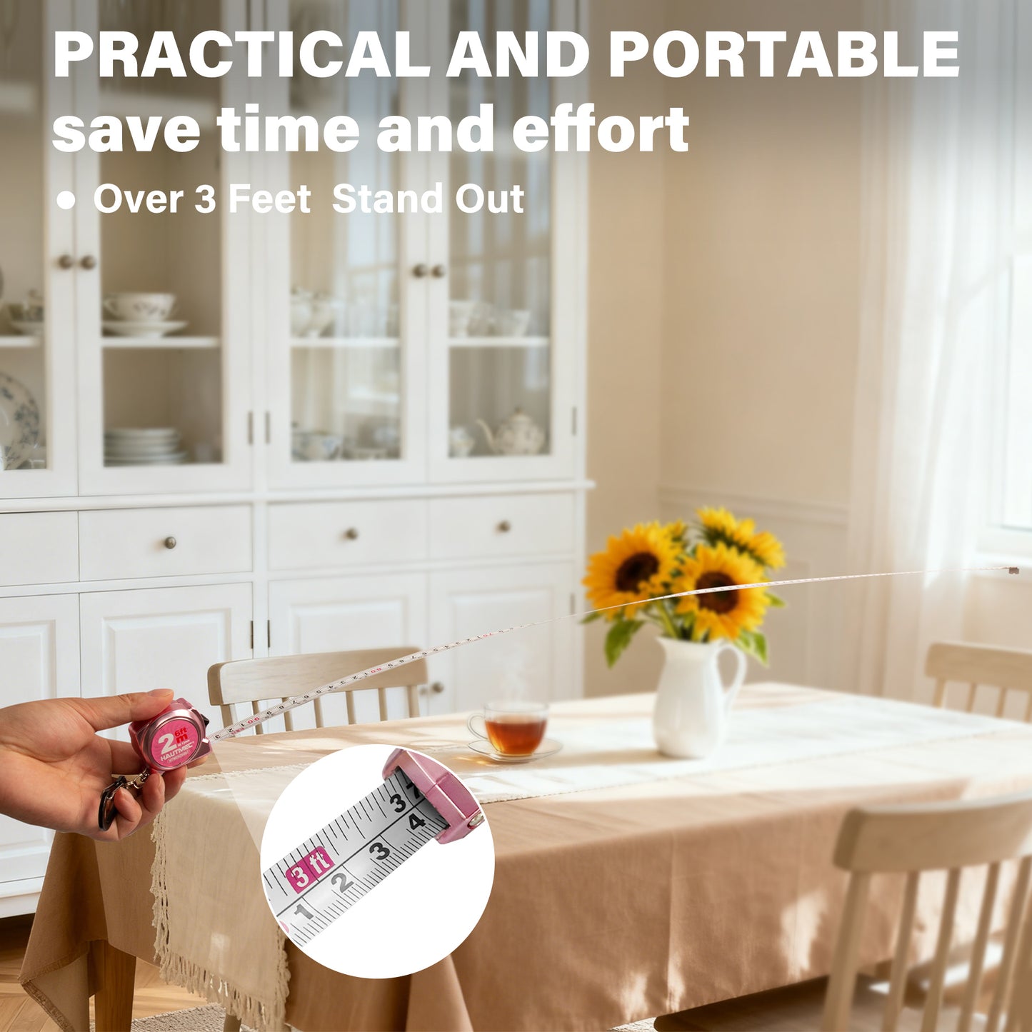 HAUTMEC Mini Tape Measure, Pink 3PCS 6FT/2M Small Measuring Tape, Metric & Imperial Scales, Retractable Pocket Tape Measure Keychain Measurement, ABS Protective Casing, Suitable for Homeowners,HTMEH25057