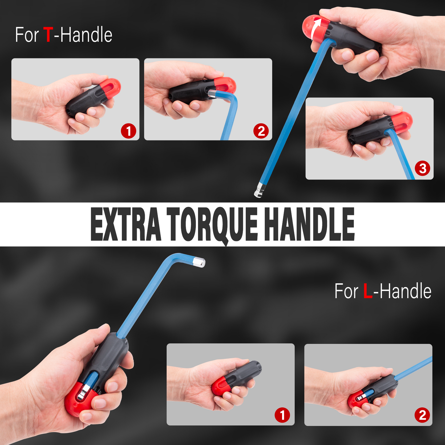 HAUTMEC 27PCS Long Allen Wrenches Sets with Ball End, SAE Metric Torx Allen Key Set with T-Handle Hex Key, 60CR-V Steel, Color Coded & Storage Bag,  SAE(1/16" to 3/8″),Metric(1.5-10mm),Torx (T10-T50) HTHKM25051