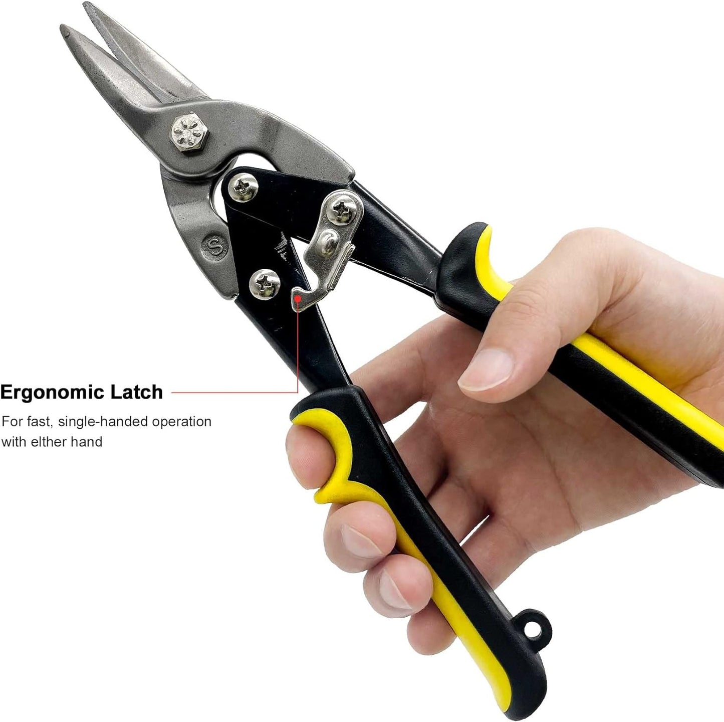 HAUTMEC 10 Inch Aviation Tin Snips Set - Left, Right and Straight Cut, 3 Pack Chrome Vanadium Steel HT0068-SN