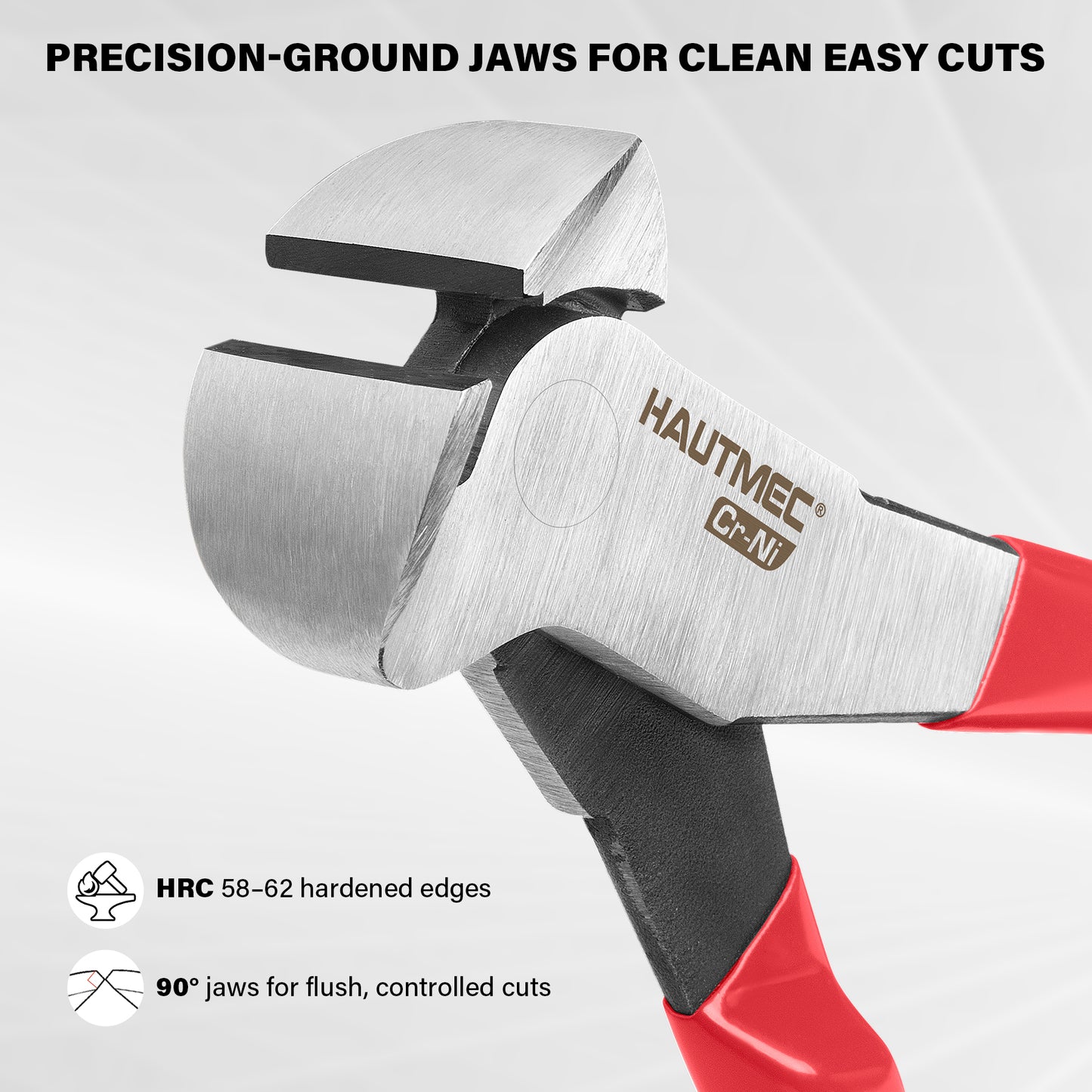 HAUTMEC 7 Inch Nail Puller Pliers Tool, CR-Ni Steel End Cutting Pliers with Non-Slip Grip, Nail Remover Tool with Polished Finish, End Cutting Nippers Tool for Pulling Nails and Wires HT0158-CP